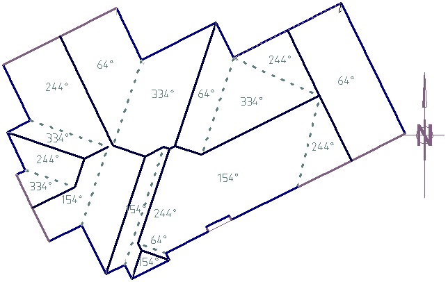 Azimuth angles on each roof plane